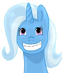 Size: 810x950 | Tagged: safe, artist:sempai, derpibooru import, trixie, pony, unicorn, braces, female, grin, mare, smiling, solo