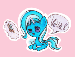 Size: 415x317 | Tagged: safe, artist:thedoodledork, derpibooru import, trixie, pony, unicorn, female, mare, peanut butter crackers, solo