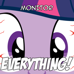 Size: 500x500 | Tagged: safe, derpibooru import, twilight sparkle, exploitable, image macro, meme, monitor everything