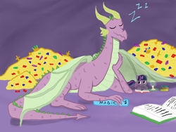 Size: 1600x1200 | Tagged: safe, artist:godofirony, derpibooru import, spike, twilight sparkle, dragon, adult spike, older, older spike, wings