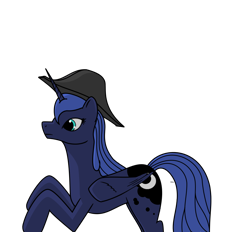 Size: 1024x952 | Tagged: safe, artist:antnoob, princess luna, alicorn, pony, bicorne, captain luna, hat, simple background, solo, transparent background, under a paper moon