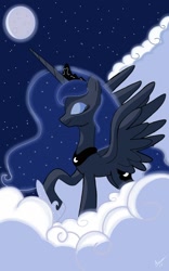 Size: 800x1280 | Tagged: safe, artist:theroyalprincesses, princess luna, alicorn, pony, cloud, cloudy, eyes closed, moon, solo