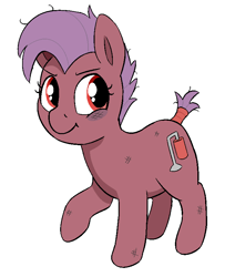 Size: 648x797 | Tagged: safe, artist:heretichesh, oc, oc only, oc:dusty hoof, earth pony, pony, bruised, cutie mark, female, filly, short tail, tail wrap