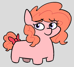 Size: 633x573 | Tagged: safe, artist:heretichesh, oc, oc:peachy keen, earth pony, pony, bow, female, filly, meme, squatpony