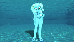 Size: 852x480 | Tagged: safe, artist:sb1991, derpibooru import, part of a series, part of a set, trixie, equestria girls, bikini, clothes, pose, poses, request, requested art, story included, swimming pool, swimsuit, underwater, underwater eqg series