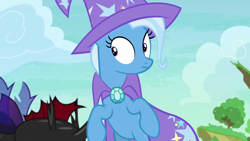 Size: 1280x720 | Tagged: safe, derpibooru import, screencap, pharynx, trixie, changeling, pony, to change a changeling