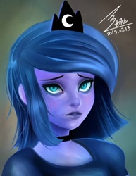 Size: 900x1165 | Tagged: safe, artist:bluse, princess luna, equestria girls, filly, portrait, solo, woona