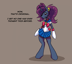 Size: 1000x892 | Tagged: safe, artist:romanrazor, princess luna, pony, bipedal, clothes, cosplay, costume, luna-afterdark, sailor moon, sailor scout, solo