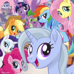 Size: 1080x1080 | Tagged: safe, derpibooru import, applejack, fluttershy, pinkie pie, rainbow dash, rarity, spike, trixie, twilight sparkle, twilight sparkle (alicorn), alicorn, dragon, earth pony, pegasus, pony, unicorn, my little pony: the movie, mane six, mlp movie pony maker