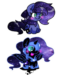 Size: 667x821 | Tagged: safe, artist:miraclegirl1234, nightmare moon, princess luna, alicorn, pony, blushing, chibi, nightmare mlem, sitting, tongue out