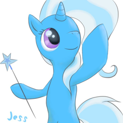 Size: 678x678 | Tagged: safe, artist:jess, derpibooru import, trixie, pony, unicorn, female, mare, simple background, solo, white background