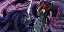 Size: 3000x1500 | Tagged: safe, artist:seventozen, princess luna, oc, oc:parthus, alicorn, pony