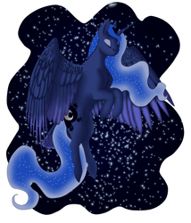 Size: 3428x4000 | Tagged: safe, artist:istarianpony, princess luna, alicorn, pony, eyes closed, flying, solo, stars