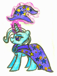 Size: 384x504 | Tagged: safe, artist:cherrycharmer, derpibooru import, trixie, pony, unicorn, female, magic, mare, solo, traditional art