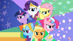 Size: 6400x3600 | Tagged: safe, artist:dharthez, derpibooru import, screencap, applejack, fluttershy, pinkie pie, rainbow dash, rarity, twilight sparkle, earth pony, pegasus, pony, unicorn, the best night ever, clothes, dress, gala dress, mane six