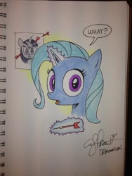 Size: 768x1024 | Tagged: safe, artist:andypriceart, derpibooru import, trixie, twilight sparkle, dartboard of hate, darts, traditional art