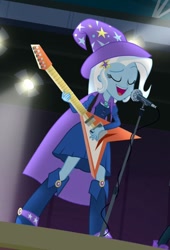 Size: 445x654 | Tagged: safe, derpibooru import, screencap, trixie, equestria girls, rainbow rocks, guitar, solo