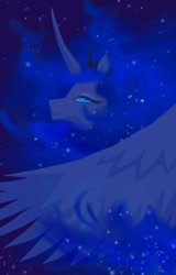 Size: 820x1280 | Tagged: safe, artist:ryua, princess luna, alicorn, pony, mane, solo, spread wings, stars
