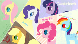 Size: 1366x768 | Tagged: safe, artist:fuunsaik1, derpibooru import, applejack, fluttershy, pinkie pie, rainbow dash, rarity, twilight sparkle, earth pony, pegasus, pony, unicorn, mane six