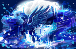 Size: 3000x1941 | Tagged: safe, artist:aquagalaxy, princess luna, alicorn, pony, female, horn, mare, moon, solo