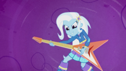 Size: 1280x720 | Tagged: safe, derpibooru import, screencap, trixie, equestria girls, guitar, solo