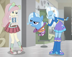 Size: 1176x940 | Tagged: safe, derpibooru import, edit, edited screencap, screencap, angel bunny, fluttershy, trixie, pony, eqg summertime shorts, equestria girls, good vibes, converse, human ponidox, self ponidox, shoes, sneakers