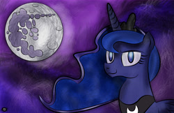 Size: 10200x6600 | Tagged: safe, artist:iamthemanwithglasses, princess luna, alicorn, pony, :3, absurd resolution, looking at you, mare in the moon, moon, raised eyebrow, smirk, solo