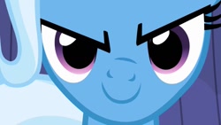 Size: 1191x670 | Tagged: safe, derpibooru import, screencap, trixie, pony, unicorn, boast busters, >:), cute, diatrixes, evil grin, female, mare, smiling, smirk, solo