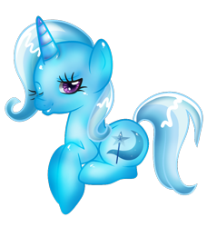 Size: 810x848 | Tagged: safe, artist:thinkingdoll, derpibooru import, trixie, pony, unicorn, female, mare, solo, wink