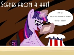 Size: 798x598 | Tagged: safe, derpibooru import, twilight sparkle, crossover, glasses, parody, scenes from a hat, whose line is it anyway