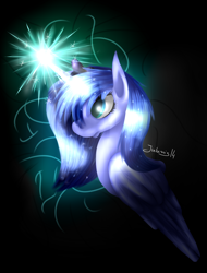 Size: 2482x3261 | Tagged: safe, artist:julunis14, princess luna, alicorn, pony, magic, s1 luna, solo