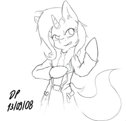 Size: 925x890 | Tagged: safe, artist:datponypl, derpibooru import, trixie, pony, bipedal, castlevania, monochrome, parody, solo, soma cruz