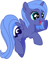 Size: 2500x3055 | Tagged: safe, artist:strawberrythefox1452, princess luna, alicorn, pony, cute, filly, happy, lunabetes, simple background, smiling, solo, transparent background, vector, woona