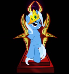 Size: 1102x1181 | Tagged: safe, artist:mrdouche89, derpibooru import, trixie, pony, unicorn, female, grin, mare, solo, throne