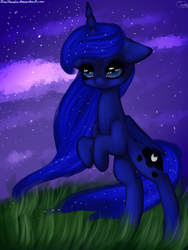 Size: 600x800 | Tagged: safe, artist:anuhanele, princess luna, alicorn, pony, floppy ears, night, rearing, solo