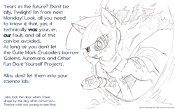 Size: 900x563 | Tagged: safe, artist:gravekeeper, derpibooru import, twilight sparkle, cyborg, pony, unicorn, amputee, female, future twilight, lesbian, mare, monochrome, prosthetics, shipping, twixie