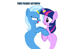 Size: 1048x691 | Tagged: safe, artist:navitaserussirus, derpibooru import, trixie, twilight sparkle, asktwixiegenies, female, genie, lesbian, shipping, twixie