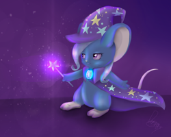 Size: 3576x2864 | Tagged: safe, artist:dirlcutto, derpibooru import, trixie, mouse, come at me bro, mousified, solo, species swap, wand