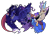 Size: 1258x855 | Tagged: dead source, safe, artist:kkitsu, discord, princess luna, oc, alicorn, hybrid, pony, child, family, interspecies offspring, lunacord, offspring, parent:discord, parent:princess luna, parents:lunacord, shipping