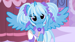 Size: 3360x1892 | Tagged: safe, artist:beavernator, derpibooru import, trixie, alicorn, pony, alicornified, alternate hairstyle, bedroom eyes, carousel boutique, clothes, looking at you, pigtails, race swap, solo, species swap, trixiecorn, twintails