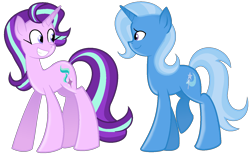 Size: 1470x910 | Tagged: safe, artist:kasi-ona, derpibooru import, starlight glimmer, trixie, pony, unicorn, duo, simple background, smiling, transparent background