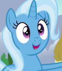 Size: 627x715 | Tagged: safe, derpibooru import, screencap, trixie, pony, unicorn, all bottled up, cute, diatrixes, female, mare, open mouth, smiling, solo