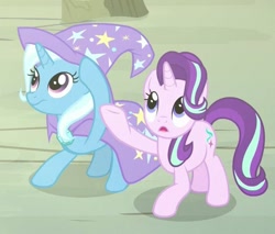 Size: 561x479 | Tagged: safe, derpibooru import, screencap, starlight glimmer, trixie, pony, unicorn, to change a changeling