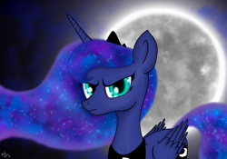 Size: 2600x1820 | Tagged: safe, artist:machstyle, princess luna, alicorn, pony, looking at you, moon, solo
