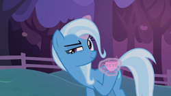 Size: 1920x1080 | Tagged: safe, derpibooru import, screencap, trixie, uncommon bond, cup, magic, solo, teacup, telekinesis, that pony sure does love teacups