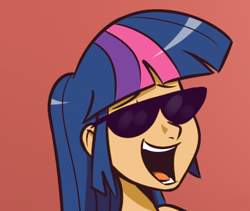 Size: 435x368 | Tagged: safe, artist:ashesg, artist:megasweet, color edit, derpibooru import, twilight sparkle, humanized, sunglasses, swag