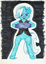 Size: 911x1280 | Tagged: safe, artist:shoeunit, derpibooru import, trixie, unicorn, aj styles, clothes, female, gloves, mare, solo, sports, standing, traditional art, wrestling, wwe