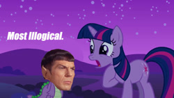 Size: 640x360 | Tagged: safe, derpibooru import, spike, twilight sparkle, dragon, frown, illogical, logic, open mouth, shocked, spock, star trek, vulcan, wat, wide eyes