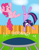 Size: 1041x1347 | Tagged: safe, artist:megasweet, artist:smile, derpibooru import, pinkie pie, twilight sparkle, earth pony, pony, trampoline