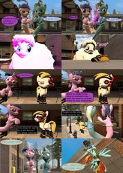 Size: 2560x3599 | Tagged: safe, artist:askredrage, derpibooru import, rainbow dash, trixie, twilight sparkle, oc, oc:fluffle puff, pegasus, pony, 3d, comic, elements of insanity, female, genie, gmod, lesbian, self paradox, shipping, twixie